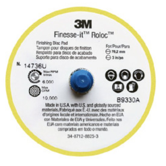 3M™ Finesse-it™ Roloc™ لوحة اللمسات النهائية للأقراص 14736U، 3 بوصات ثابتة، 12 قطعة/علبة