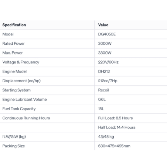 مولد كهرباء بنزين - DG4050E