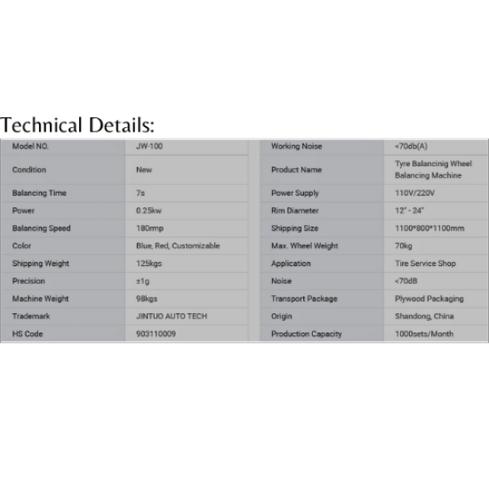 Jintuo JW-100 - معدات إصلاح الإطارات لآلات موازنة العجلات