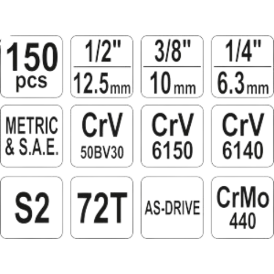 ياتو YT-38811 - طقم أدوات 150 قطعة