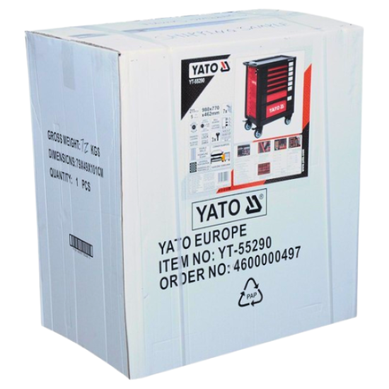 YATO YT-55290 - خزانة أدوات إصلاح السيارات من الفولاذ عالي الجودة 211 قطعة