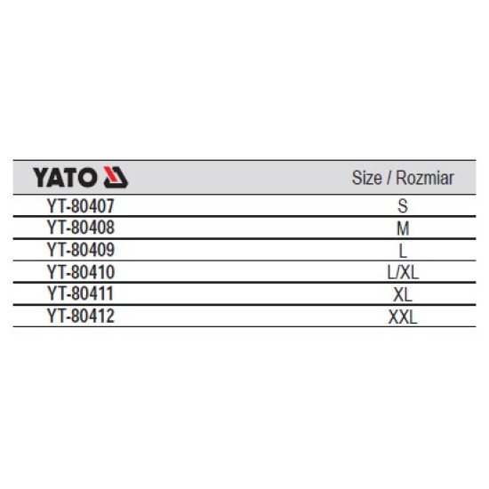 YATO YT-80407 - بدلة عامة للعمل/السلامة للرجال