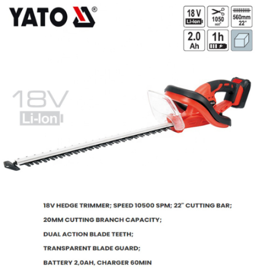 YATO YT-82832 - ماكينة تشذيب التحوط اللاسلكية 18 فولت